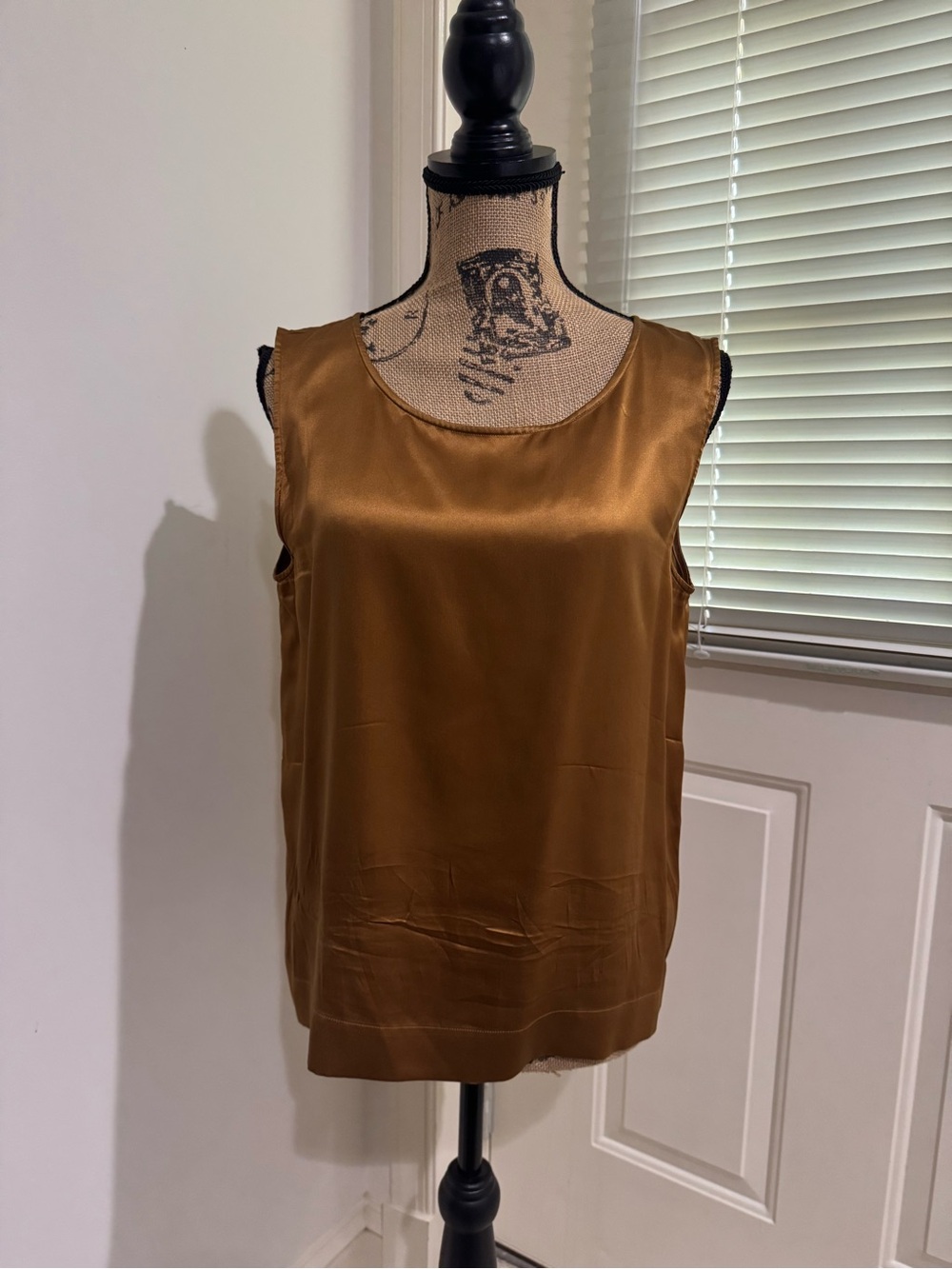 Vintage RODIER Satin silk Sleeveless Camisole in Caramel size 42 French?? = M